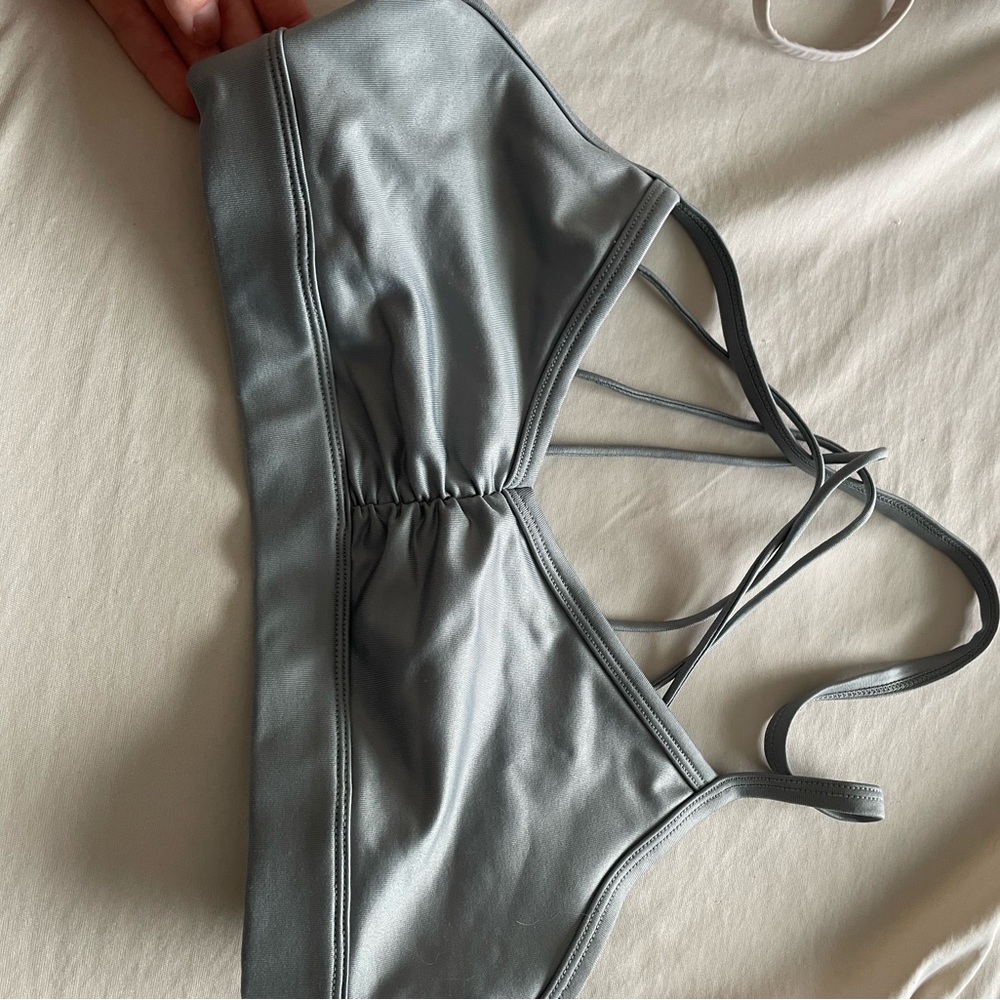 Alo blue/Gray Strappy sports bra